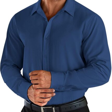 COOFANDY Men's Business Dress Shirts Wrinkle Free Long Sleeve Regular Fit Dress Shirt Textured Casual Button Down Shirts