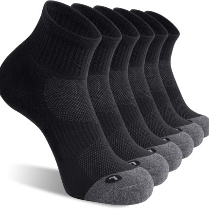 FITRELL 6 Pack Men's Athletic Ankle Socks Cushioned Sports Running Socks 7-9/9-12/12-15