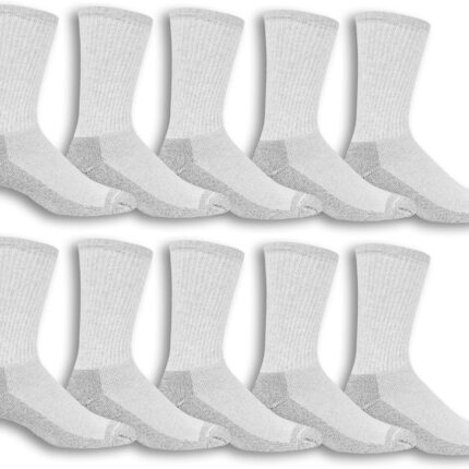 Fruit of the Loom Men’s Work Gear Cushioned Crew Socks 10 Pair